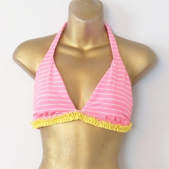 PINK Victoria's Secret Other - Vs pink striped triangle swim top size large y2k Barbiecore